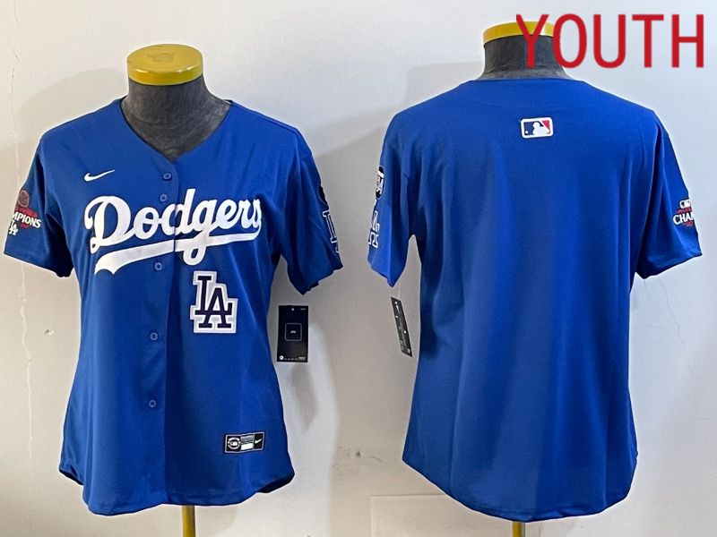 Youth Los Angeles Dodgers Blank Blue Game 2024 Nike MLB Jersey style 12058->youth mlb jersey->Youth Jersey